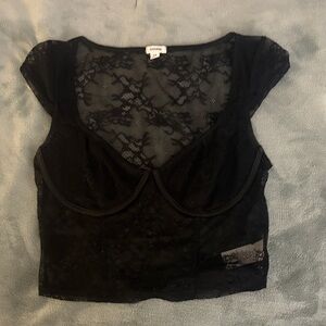 Garage Black Lace Top